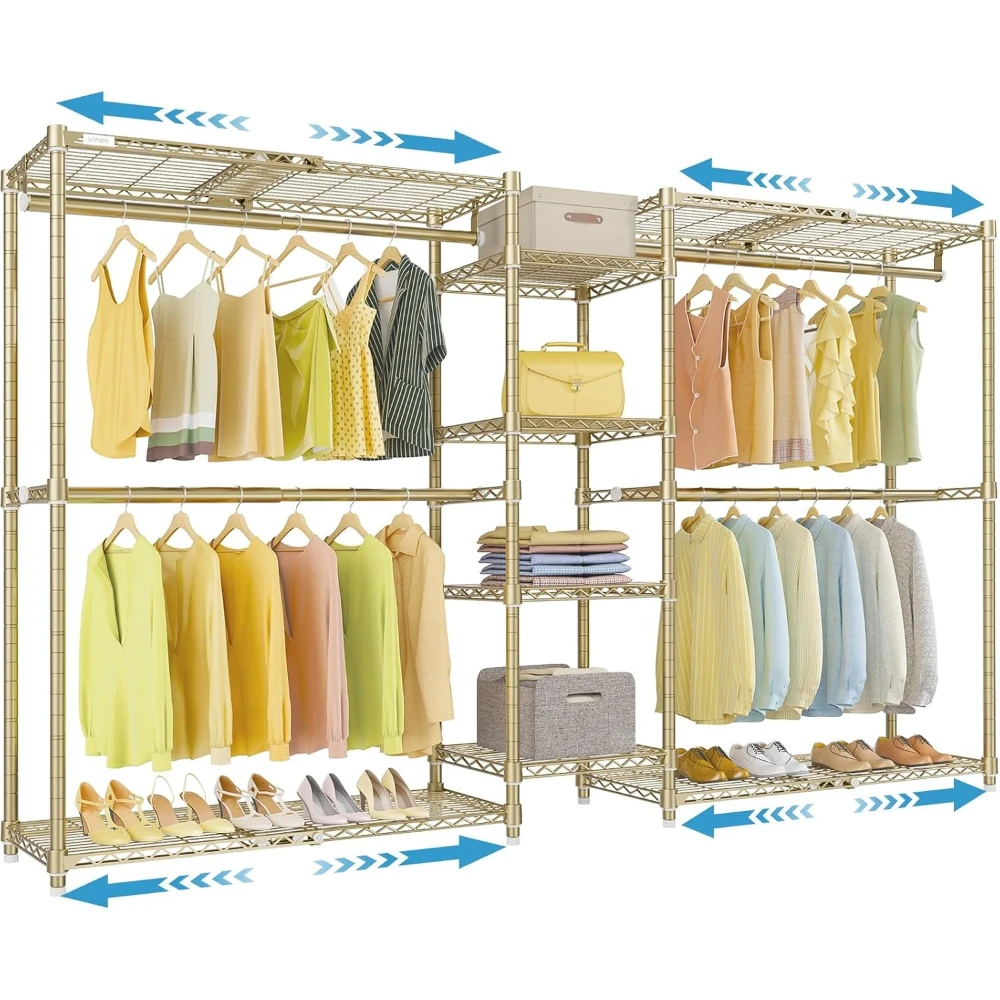 

Расширяемая усиленная вешалка для одежды X3, регулируемая от 157 см до 244 см, с полками и перекладинами для вешалок, отдельно стоящая, грузоподъемность 550 кг