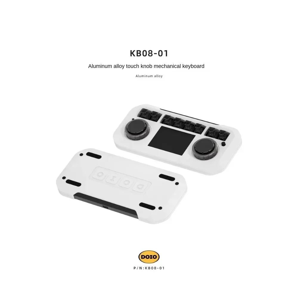 DOIO KB08-01 CNC Aluminum Alloy Touchpad Mechanical Keyboard Wonderful Control 8 Keys Portable Keypad Mouse for Designer  2 Knob