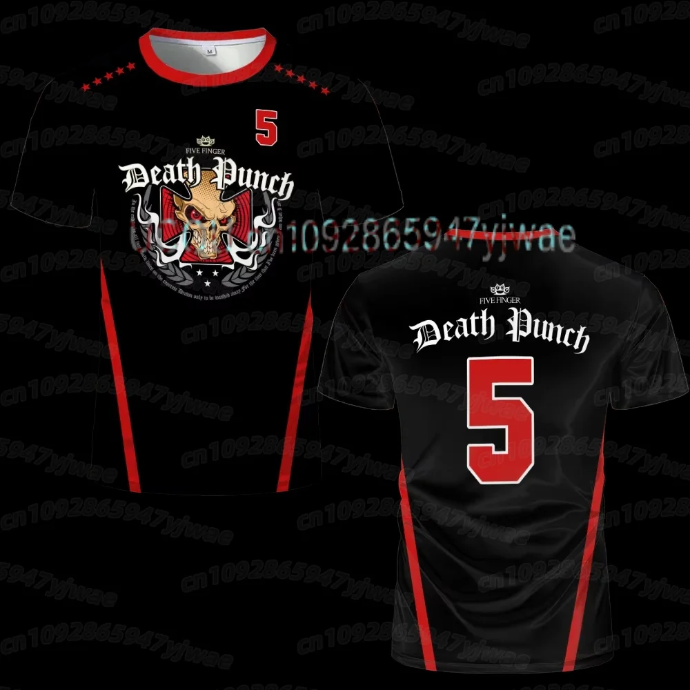 26 Sommer Herren 5FDP Five Finger Death Punch Skull T-Shirt Kurzärmeliges T-Shirt mit Matrosenkragen in großer Größe für Männer und Frauen