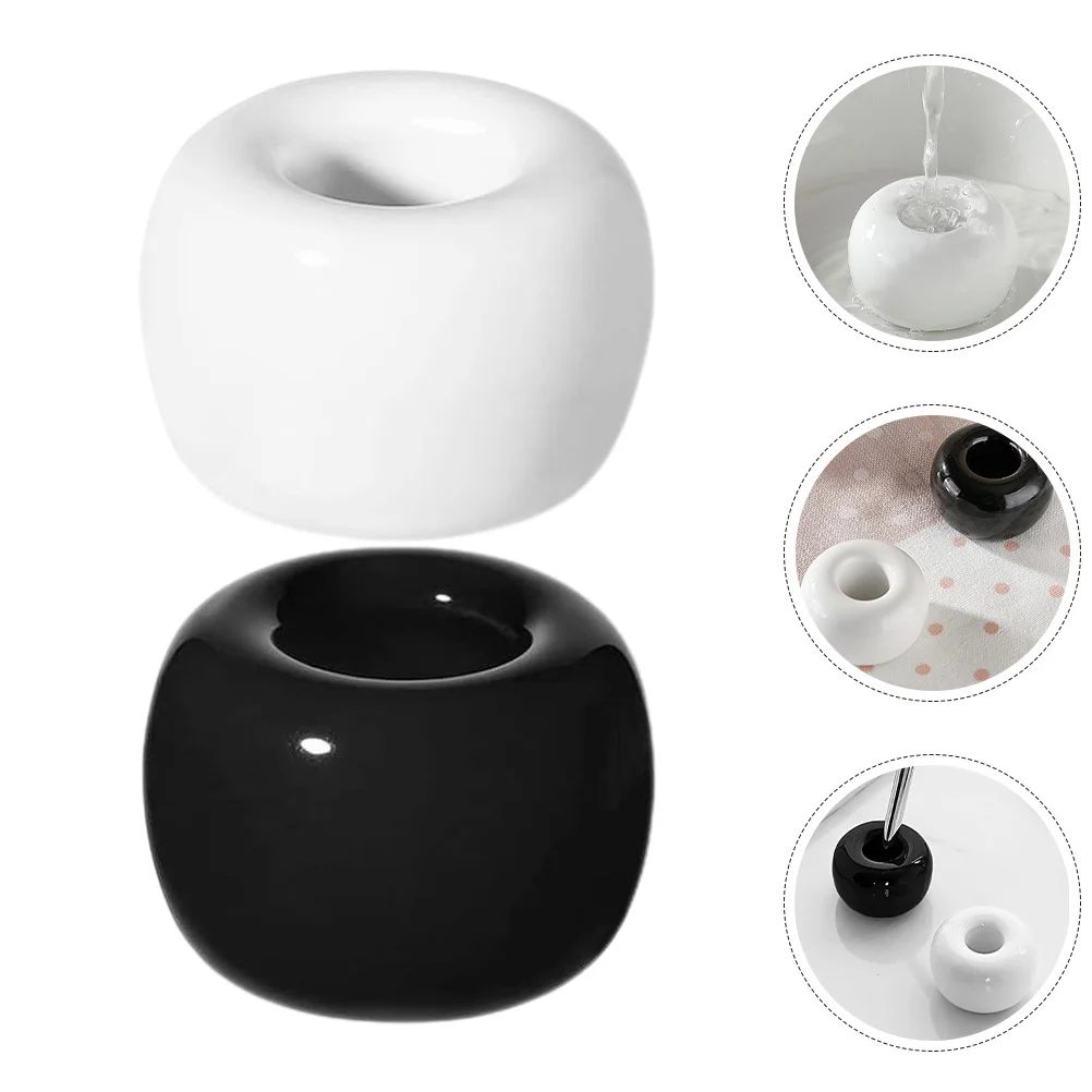 

2Pcs Ceramic Toothbrush Holder Bathroom Stand Small Sturdy Tooth Brush Storage Organizer Electric Regular Toothbrush Cups Grey