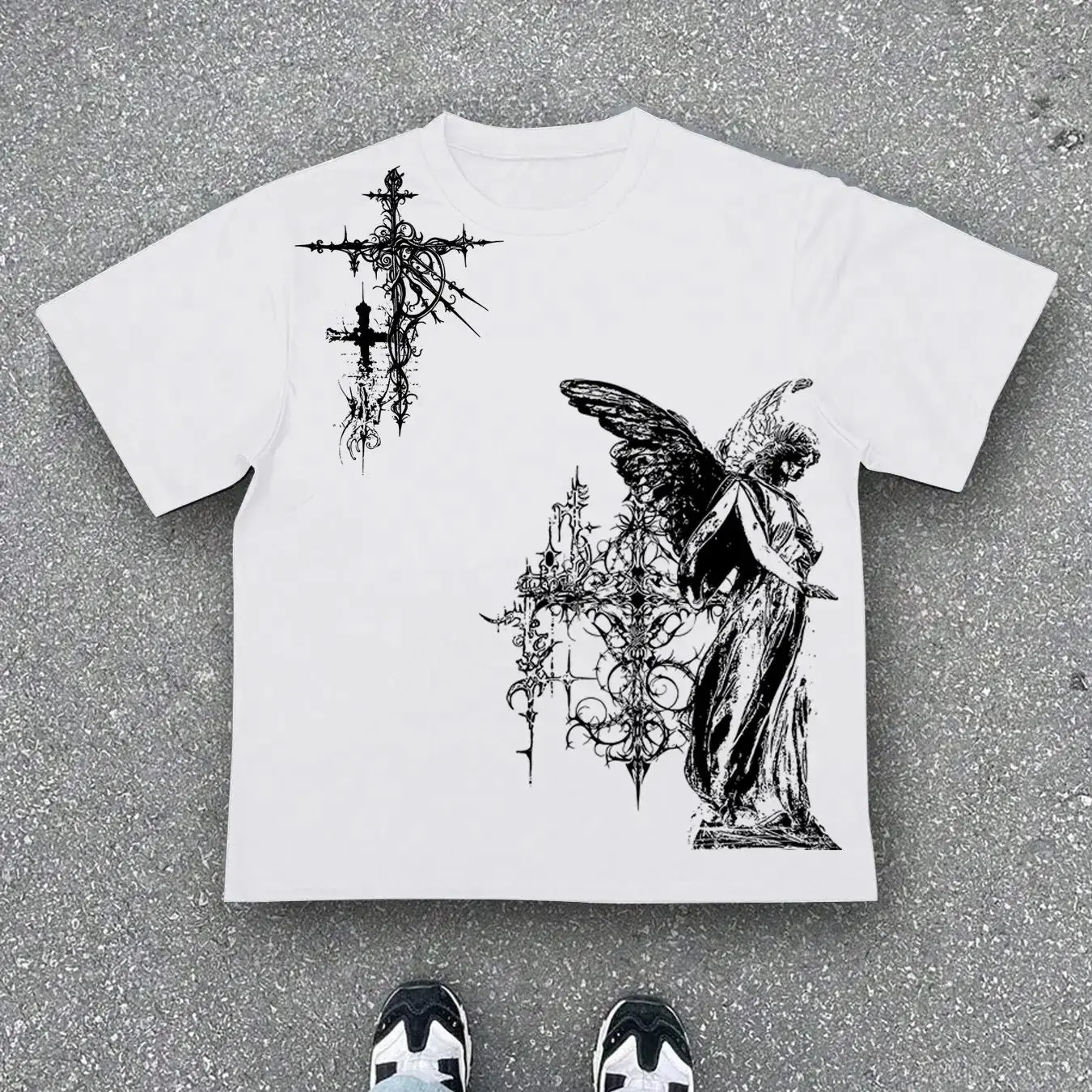 Retro Gothic style street hip-hop Harajuku Y2K fashion T-shirt for both men and women, suitable for summer, 3D top garment