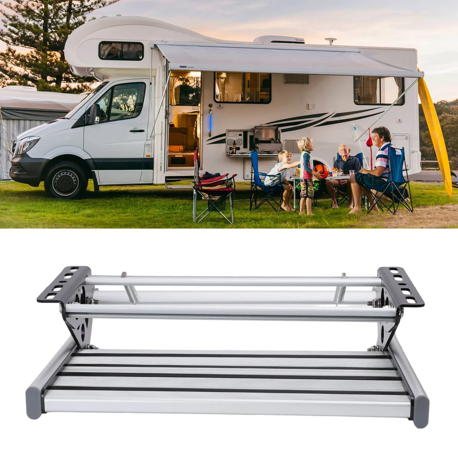 RV Stappen 400lbs Al Legering Enkele Ladder Stap voor Camping Voertuig Van Camper Reizen Trailer Telescopische Opvouwbare RV Entry Trap