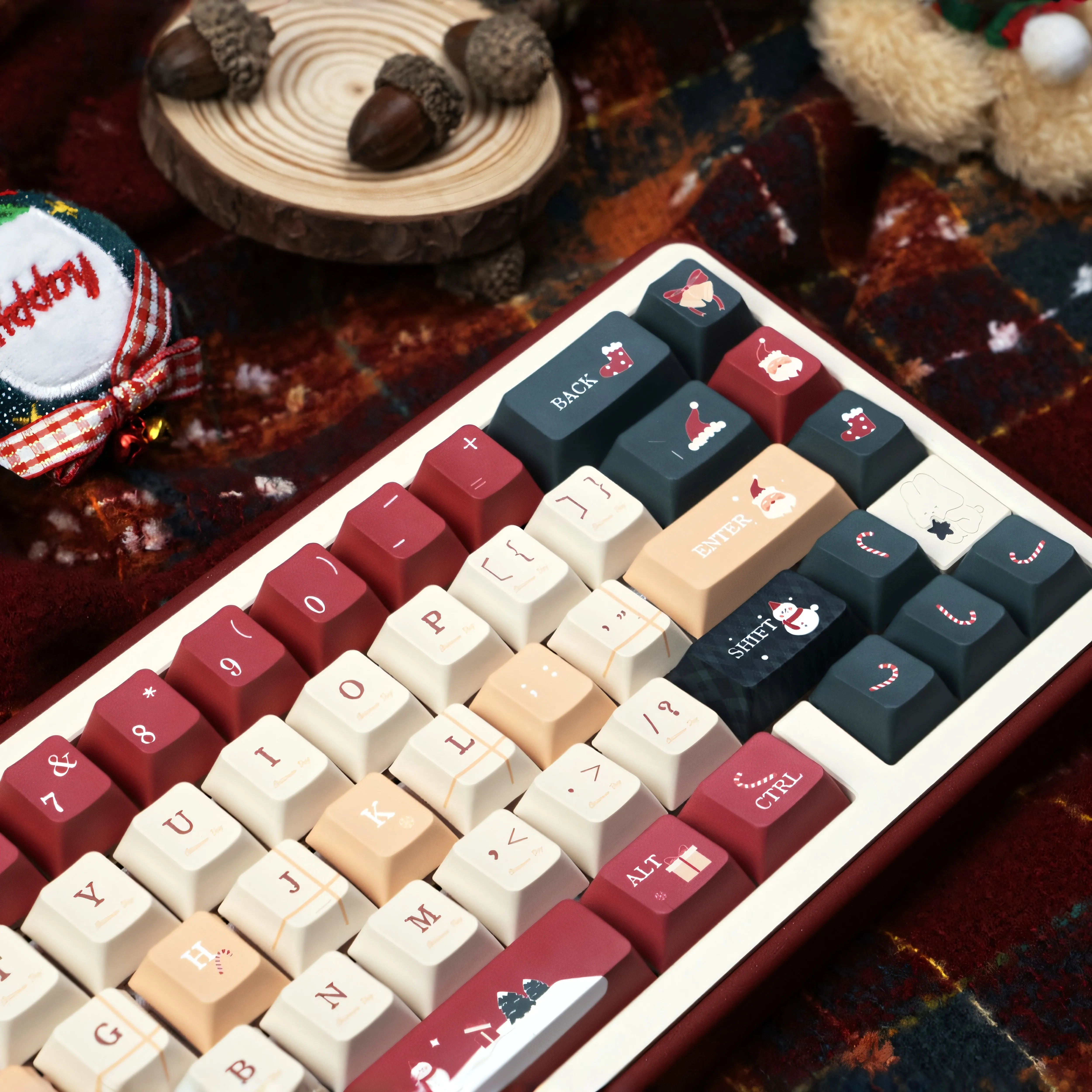 Christmas Eve Theme Keycaps Set PBT cherry profile Custom Original Handmade Keycaps for Mechanical Keyboard Accessories