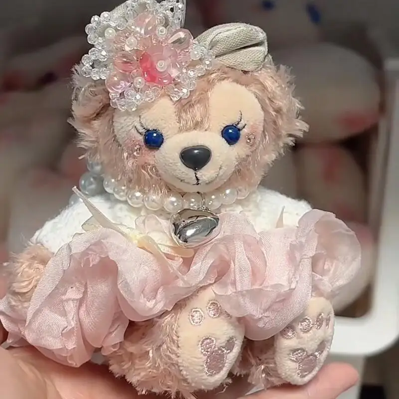 Disney shellay saia de malha chaveiro de pelúcia criativo vestir-se boneca de pelúcia menina brinquedo de pelúcia saco zíper pingente decoração presentes