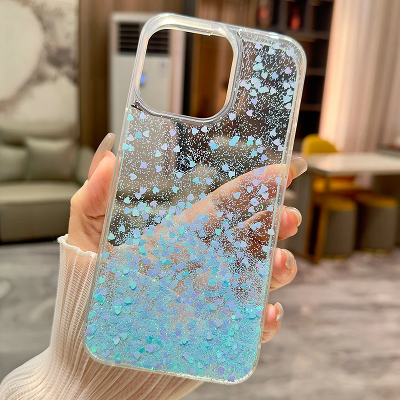 Luxury Glitter Silicone Quicksand Cover Case For iPhone 16 ProMax 15 Plus 14 Pro 13 12 Pro Max 11 Quicksand Case