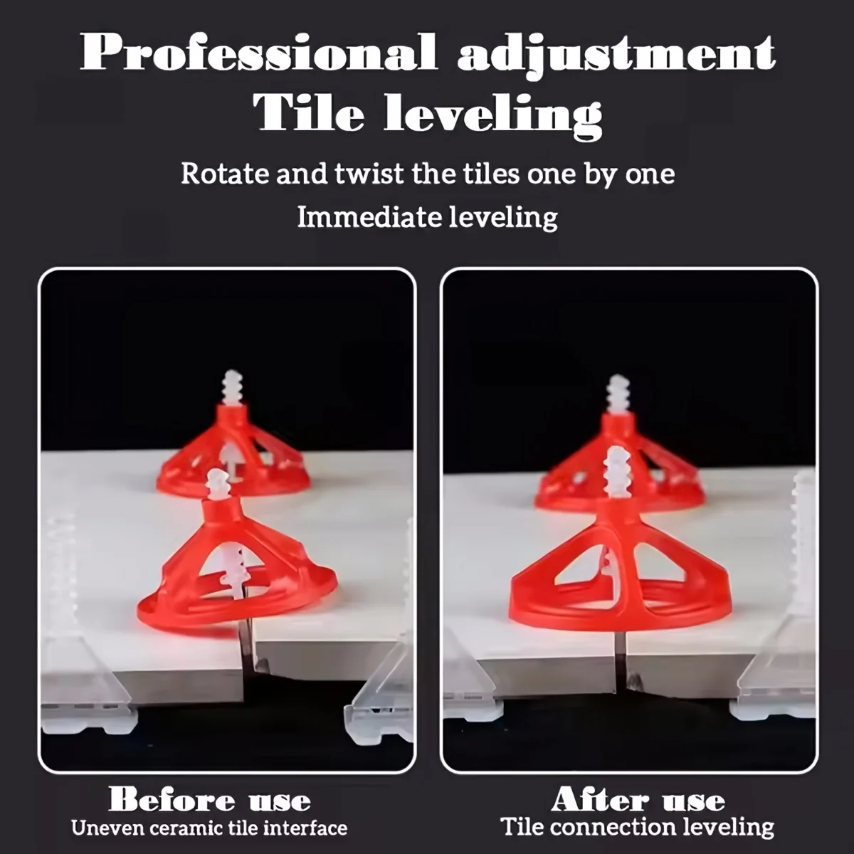 Zestaw podkładek poziomujących do płytek i wielorazowych osłonek, system poziomowania płytek z dystansem 1-3 mm, zestaw narzędzi budowlanych.