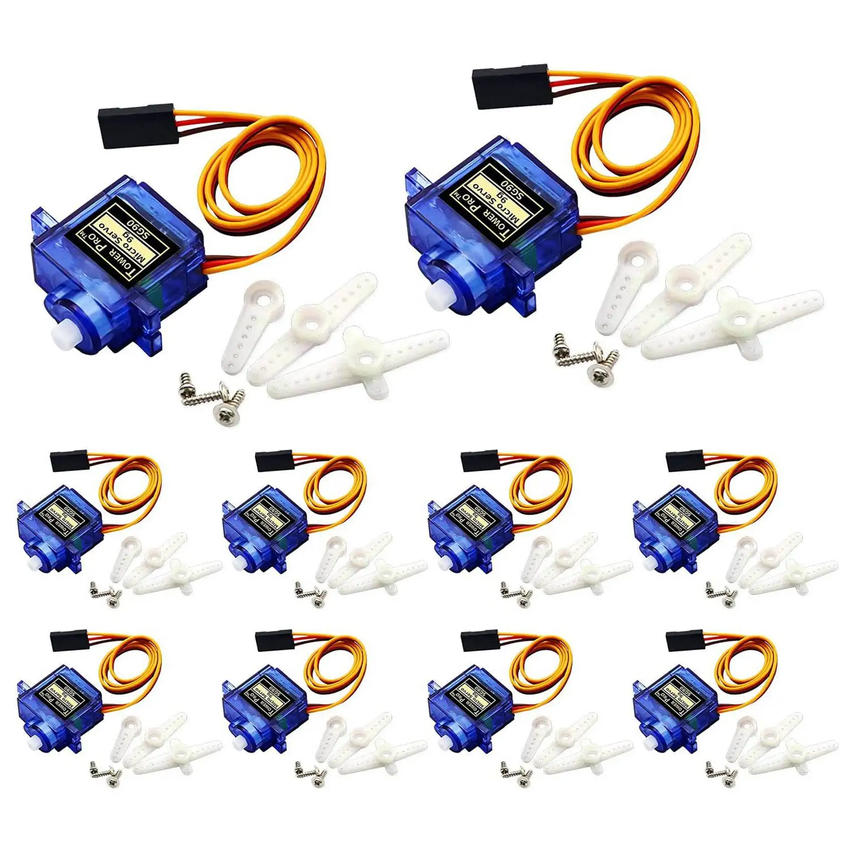 10Pcs SG90 Micro-Servo Motor Mini 9G for Arduino RC Robot Helicopter Airplane Boat Controls