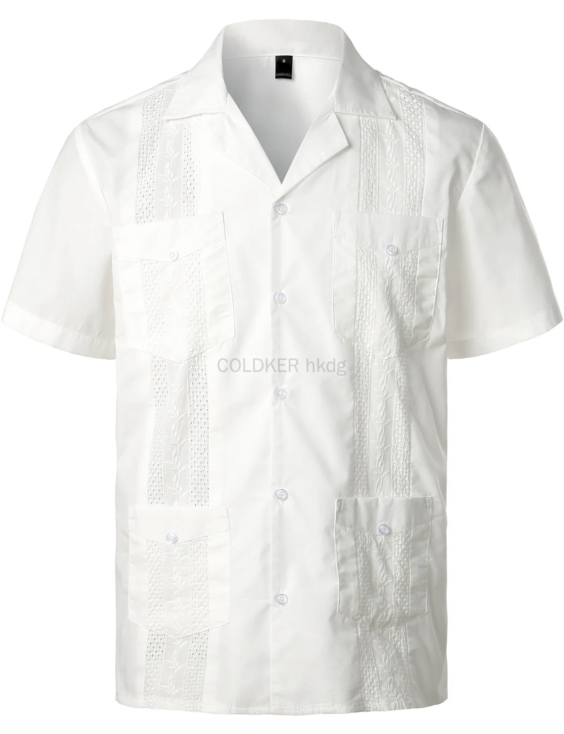 Camicie Guayabera cubane abbottonate a maniche corte bianche per uomo camicia formale in cotone per ragazzi Costume tradizionale Summer Beach Tops