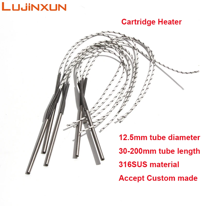 

LUJINXUN 220 В электрическая нагревательная трубка с одной головкой 12,5 мм 30-200 мм 316SUS форма для сухого горения тепловая трубка 150 Вт-1 кВт 5 шт.