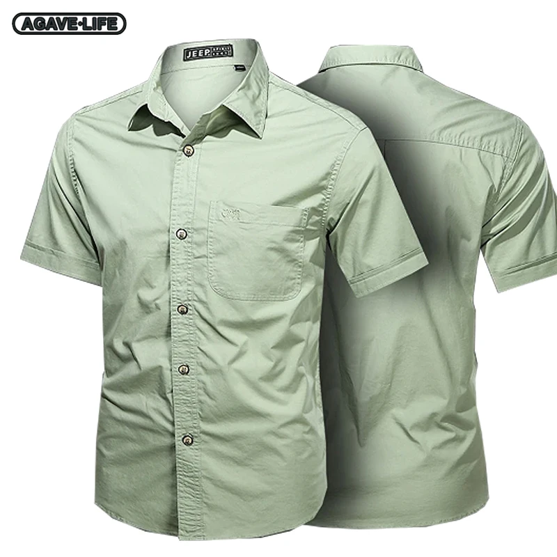 

Summer Short Sleeve Shirt Men's Simple Bussiness Casual Solid Color Shirt Handsome Young Male Leisure Elastic White Shirt M-4XL