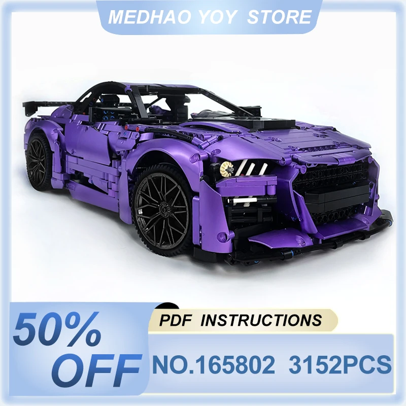 High-Tech MOC165802 placcatura viola Super Sports Car 1:8 modello Buidling Blocks mattoni assemblaggio Puzzle giocattoli regalo di compleanno per bambini