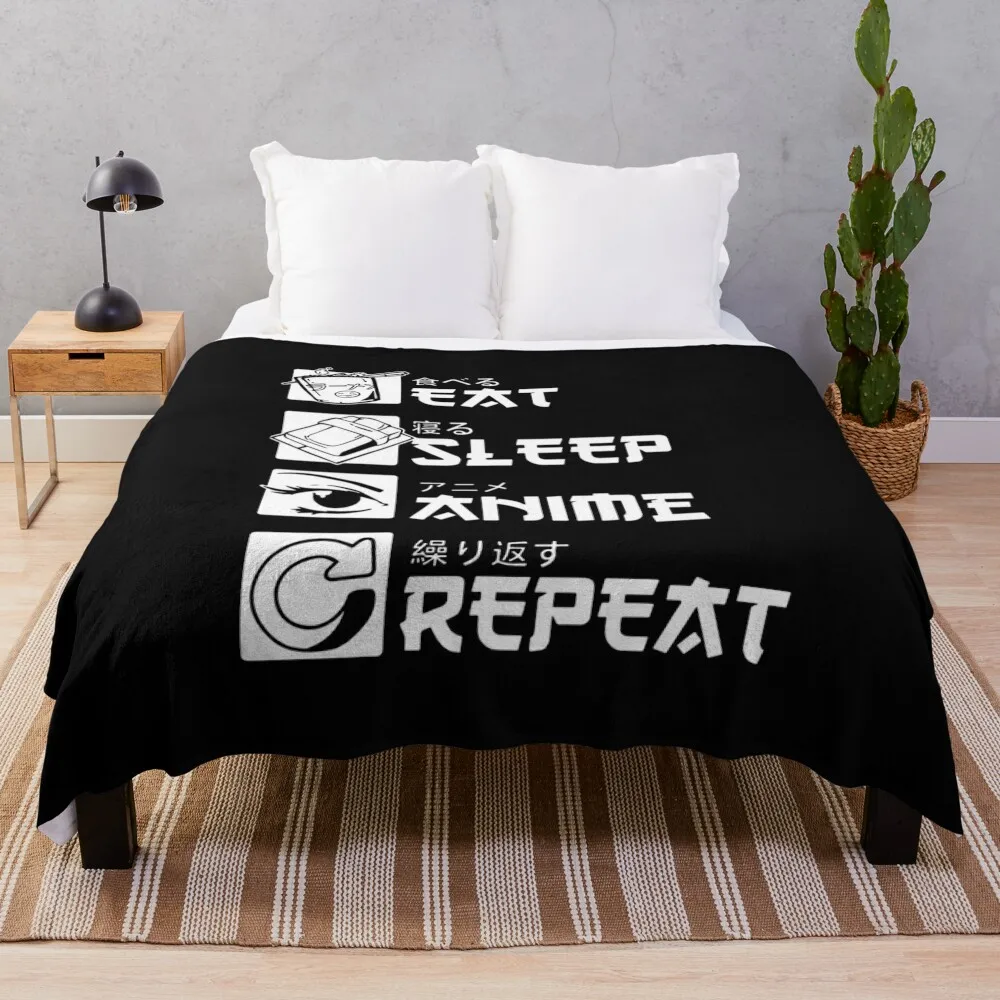 

Eat sleep anime repeat Throw Blanket Sofa Blankets