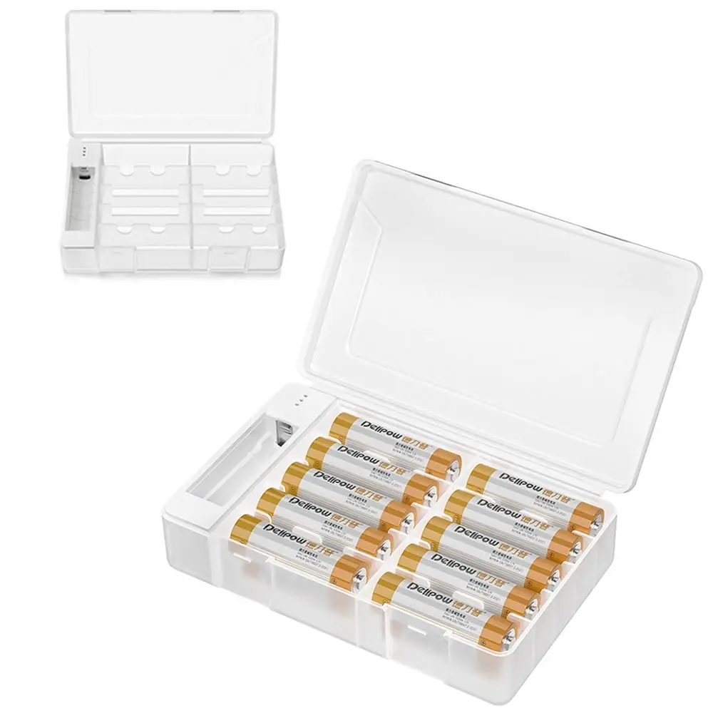 Secure Locking Battery Holder with Tester Space Saving Stackable Battery Storage Box Dividers Portable Transparent Battery Case