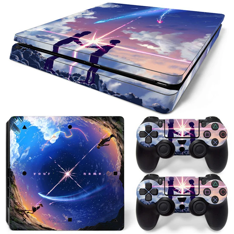 Anime Your Name PS4 Slim Skin Sticker Decal Cover for ps4 slim Console and 2 Controllers skin Vinyl slim sticker Decal