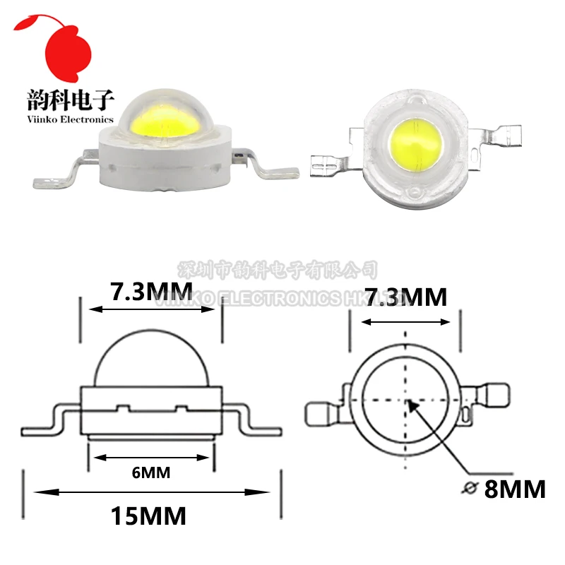 10pcs 1W 3W 5W High Power LED Chip Lamp Bulbs SMD Diodes Warm Cold White Red Green Blue Yellow Orange RGB Light Beads