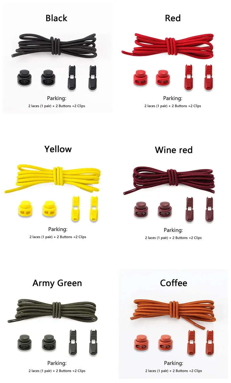 No-Tie Elastic Shoelaces Stretch Laces with Press Lock for All Shoes Quick Wear in 1 Second Hiking Sport Lazy Laces Multi Colors