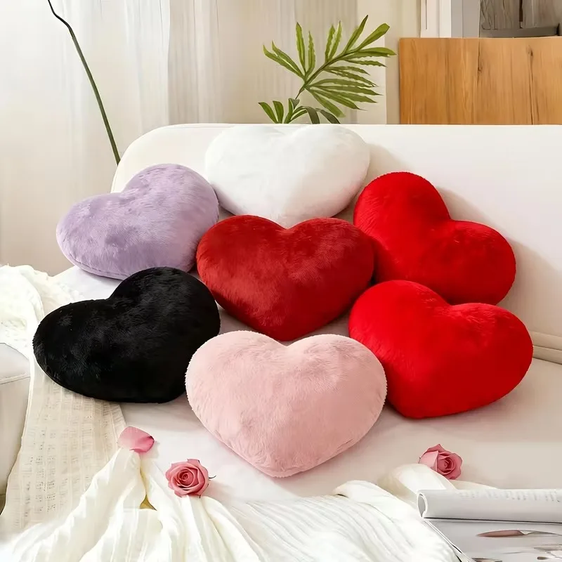 Valentine‘s Day Gift Heart Pillow Cute Fuzzy Throw Pillow for Home Decor Photo Shoot Prop Romantic Decorations Cushion - view 3