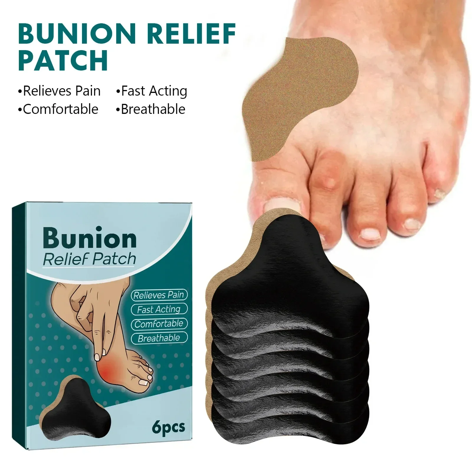 6pcs/bo Bunion Pain Relief Patch Feet Bone Thumb Corrector Arthritis Foot Gout Swelling Treatment Medical Plaster Toe Pain Patch