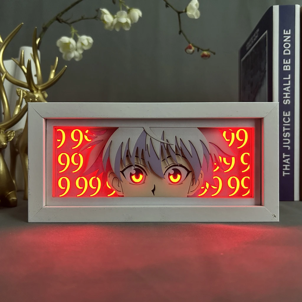 Boîte à lumière Hunter X Hunter Killua, figurines d'anime, décoration de chambre à coucher, lampe en papier carrée Manga pour chambre d'enfant, Hxh, visage et yeux