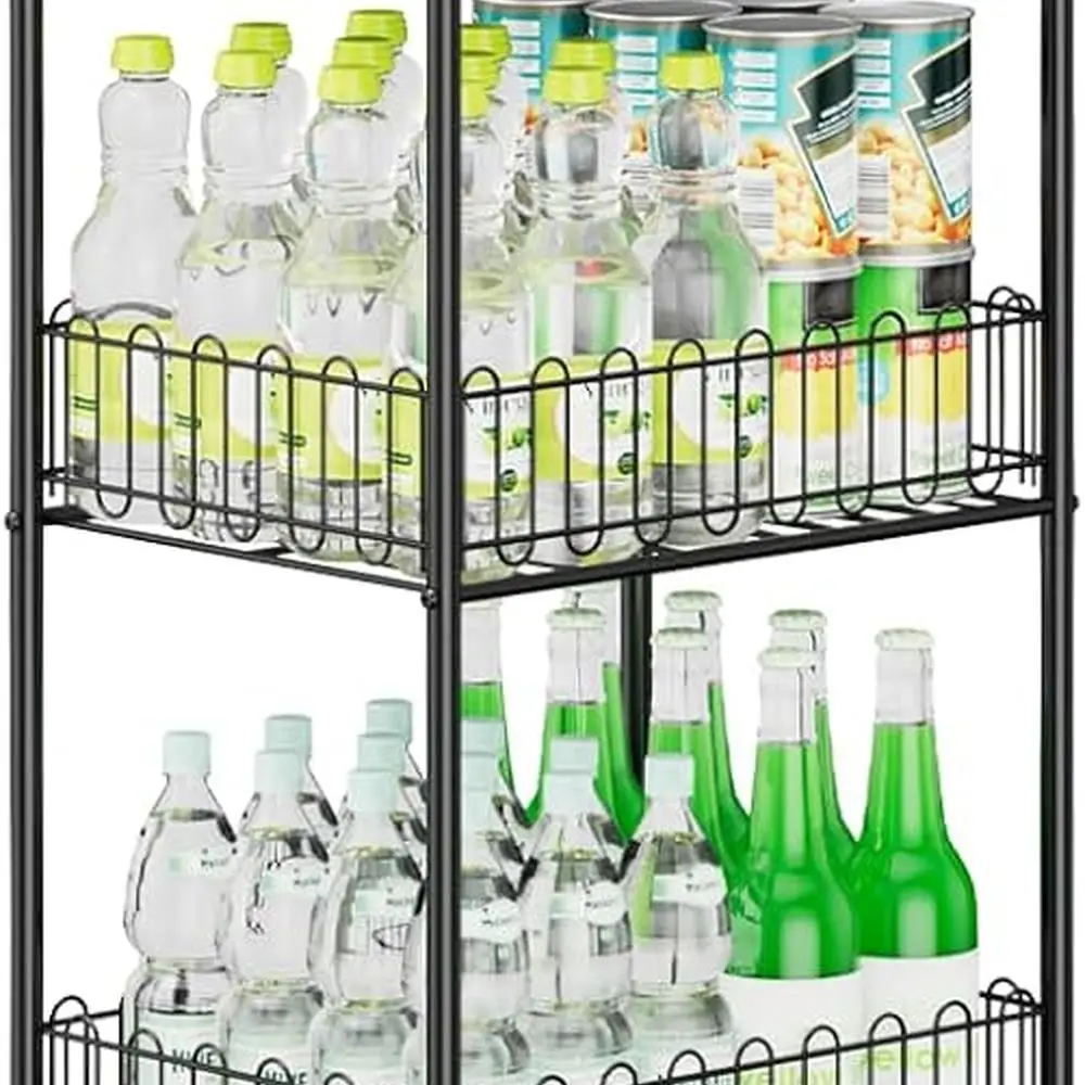 

5-Tier Pantry Organizer: Compact Soda Can & Water Bottle Holder for Kitchen & Living Room