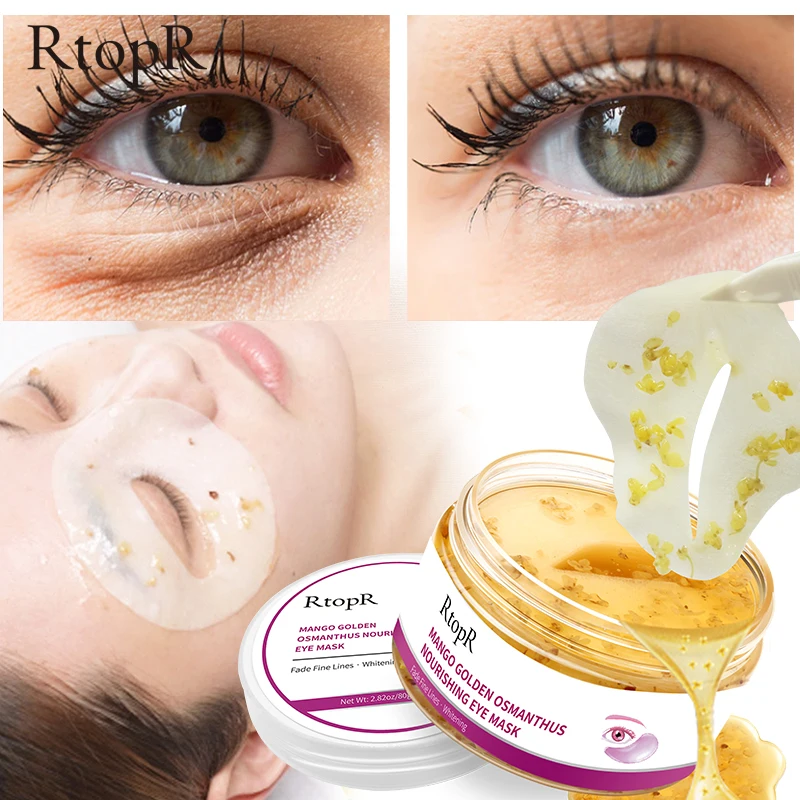 3PCS Eye Mask Mango Golden Osmanthus Bright And Nourishing  Skin Care Anti-Puffiness Dark Circle Anti-Aging Treatment Mask