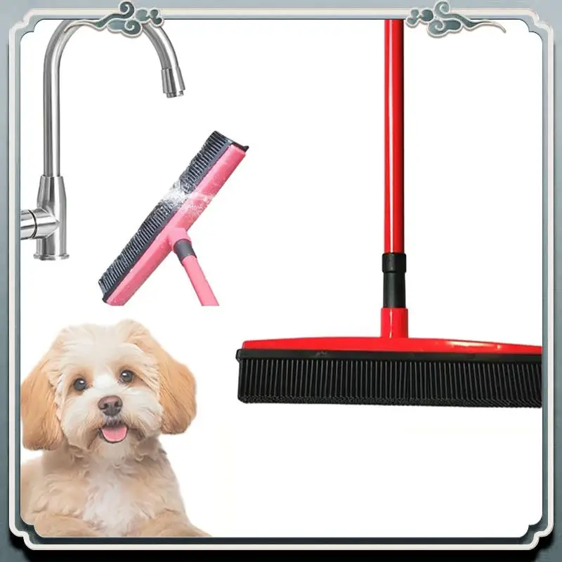 Escoba duradera para quitar el pelo de alfombras para mascotas, escoba para quitar el pelo de mascotas, herramienta de limpieza multifuncional, cepillo de limpieza para suelo