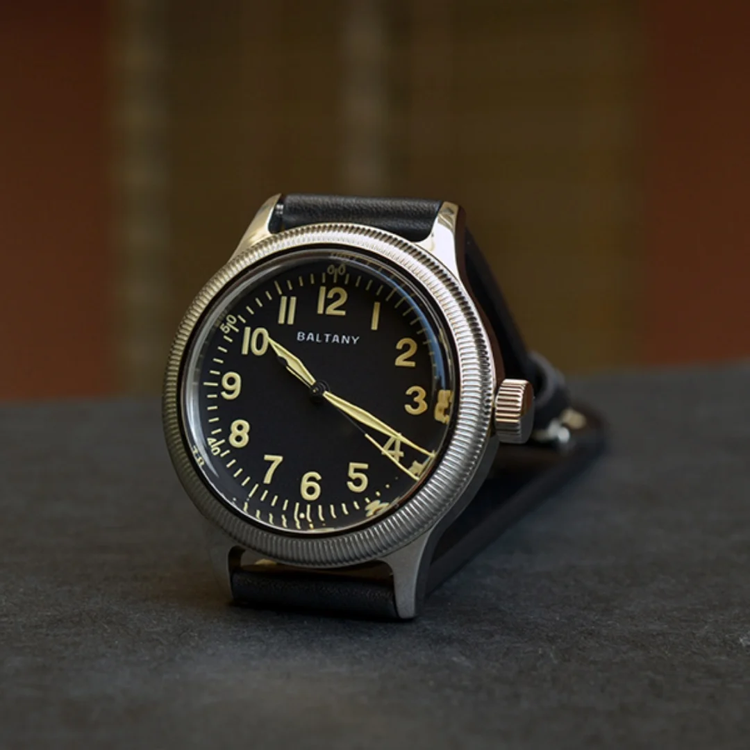 Baltany ريترو الفاخرة العسكرية التلقائية الميكانيكية ساعة رجالية الياقوت الزجاج الفولاذ المقاوم للصدأ 100 متر مقاوم للماء تكريم الساعات