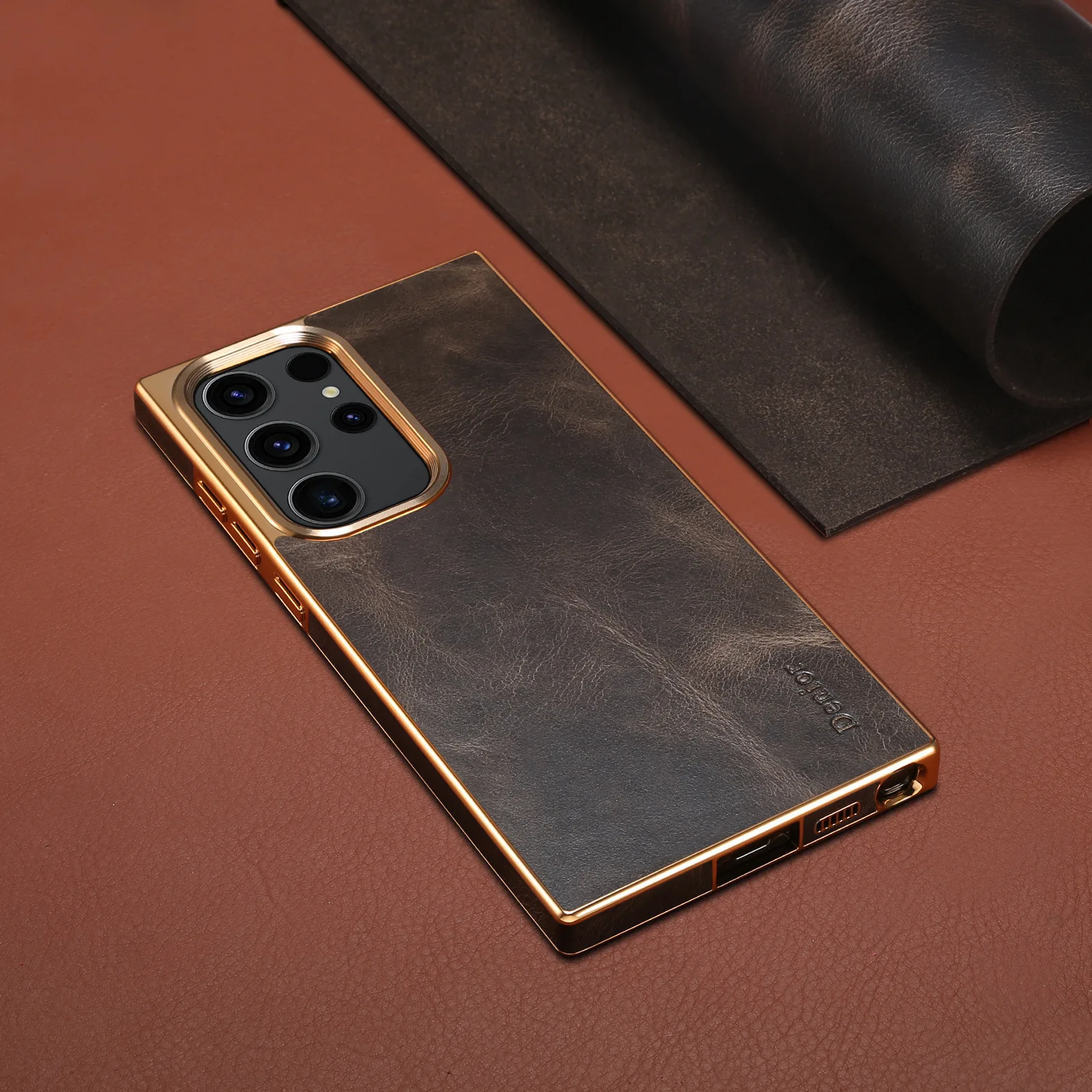 

Luxury Full Coverage Case for Samsung Galaxy S26 Ultra S24 S25 Plus S23 FE S25Ultra s26+ Oil Waxed Cowhide Leather Cover M0036