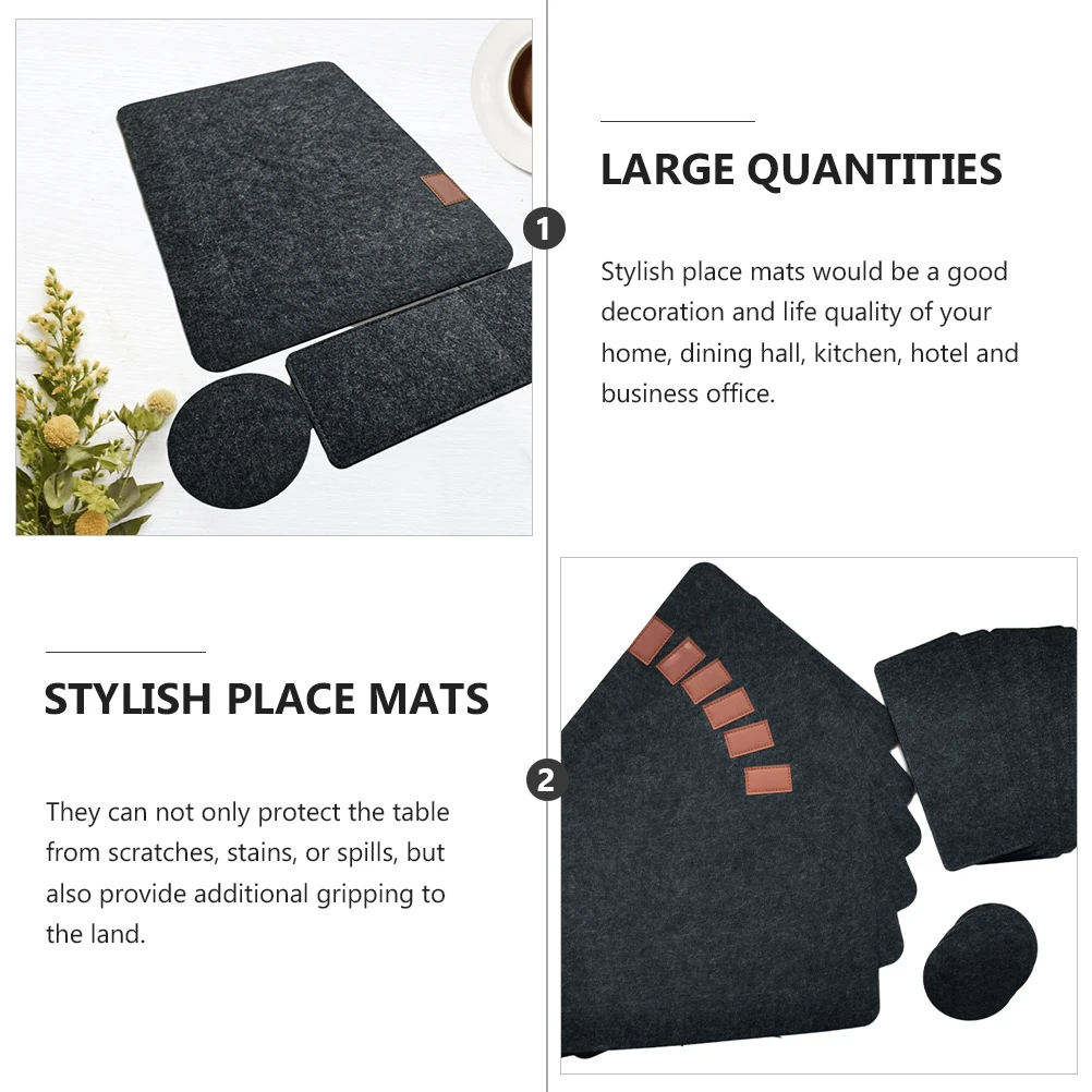 

4 Sets Felt Placemat Heat Insulation Mat Home Table Coaster Cutlery Bags Dining Table Restaurant Mats Washable Square
