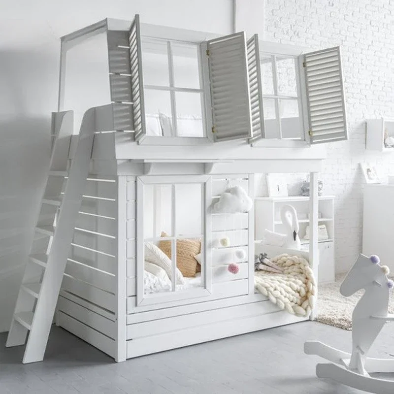 Creative children's bed, up and down bed, solid wood environmental protection, high and low bed, mother bed, tree house bed