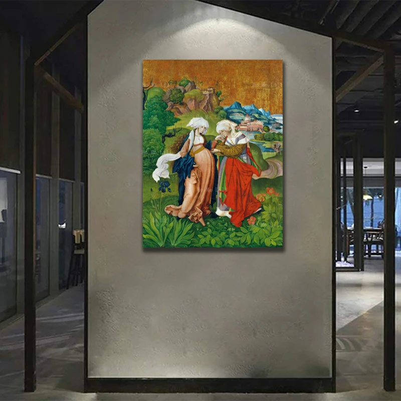 Corpus Christi Procession Medieval Painting The Visitation Of Mary To Elizabeth Canvas Wall Art By Ho Me Lili For Home Decor