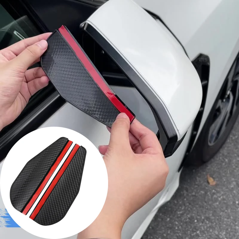 1pair Carbon Fiber Car Rearview Mirror Rain Eyebrow, Sun Visor Shade Cover for Rearview Mirror Protector Clear Vision, Safe Driv