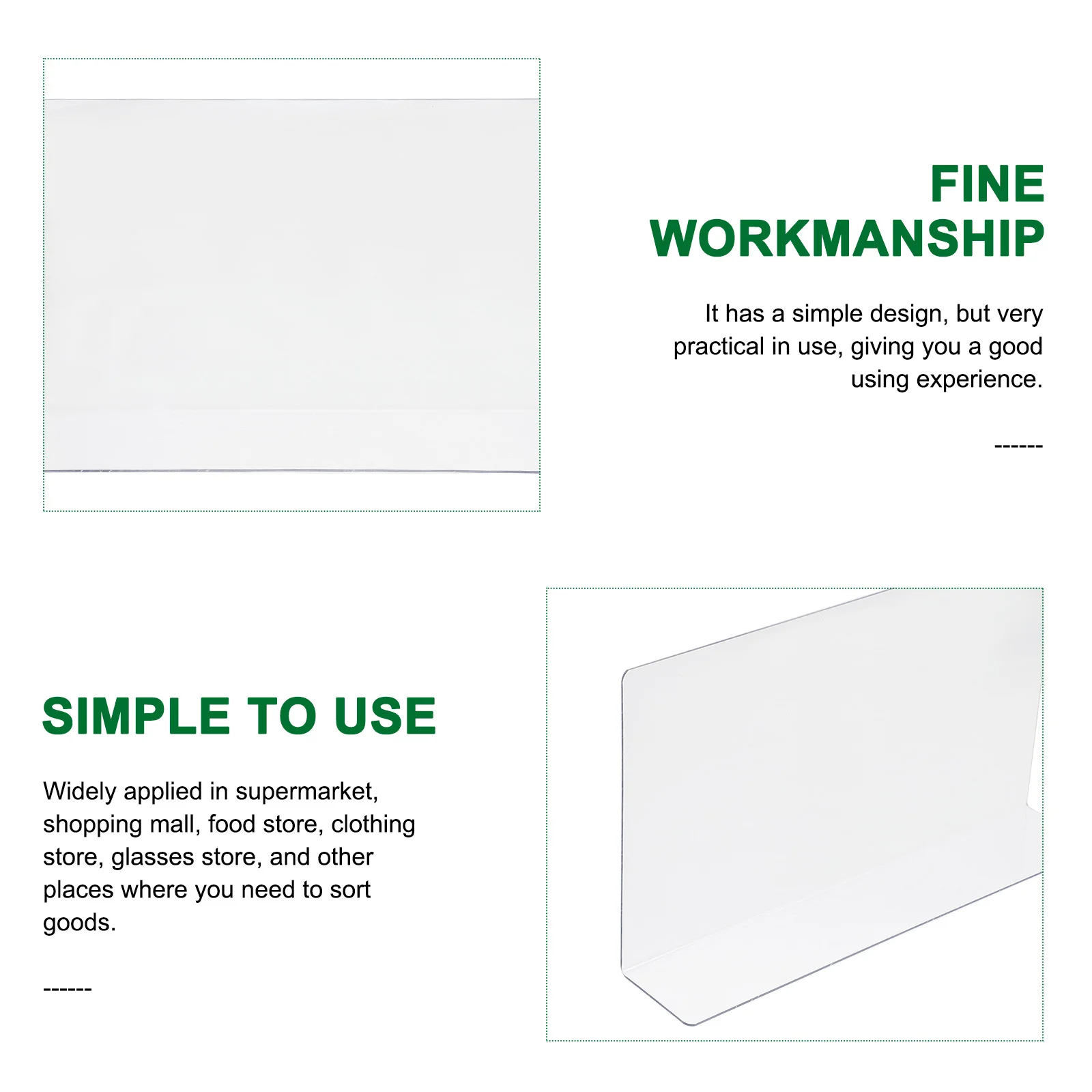 

10pcs Shelf Divider Transparent Storage Rack L Shaped 20x3x6cm Plastic Separator Goods Classification Board