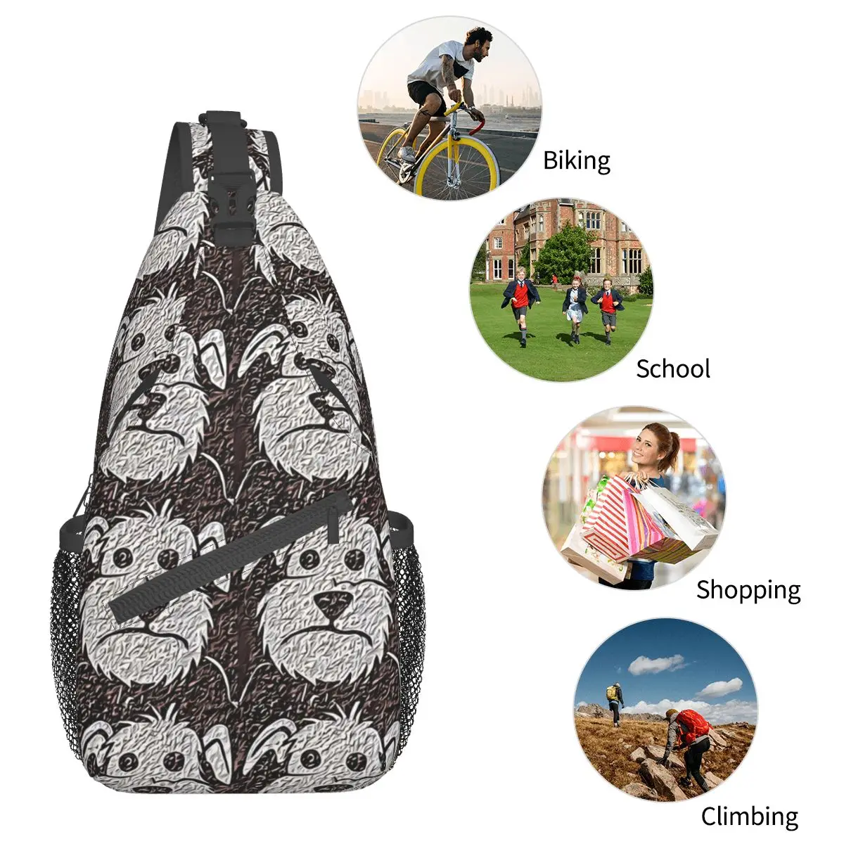 Graffiti Style Art Crossbody Bag Sports Cartoon Dog Chest Bag Unisex Women Man Fashion Shoulder Backpacks Travel