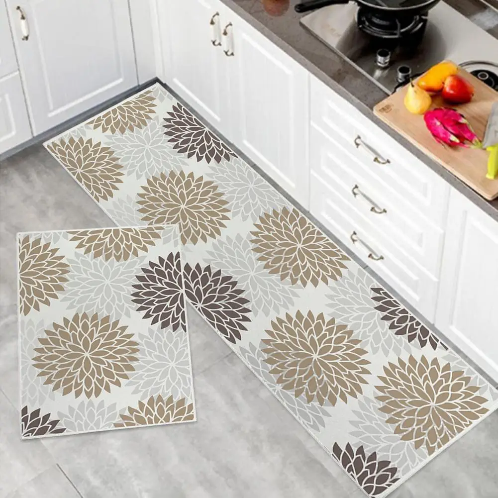 

Floor Carpet Flower Print Kitchen Mats Rugs Set Super Soft Non-slip Easy to Clean Home Decoration Door Mat Wear Resistant