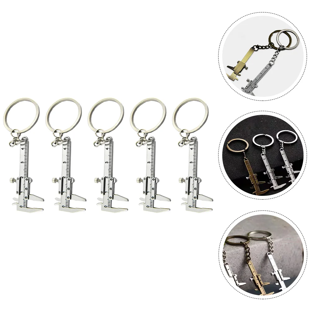 5 Pcs Vernier Caliper Buckle Key Chains Hanging Ornaments Keychain Rings Decorations Pendant Backpack Adorns Zinc Alloy Miss