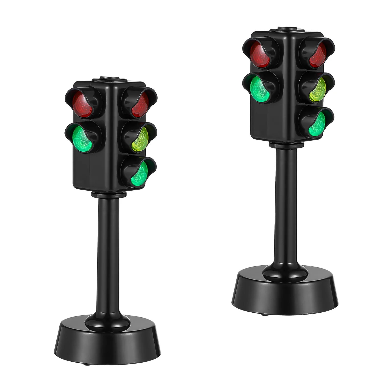 2pcs Funny Kids Playset Traffic Sign Toy Model Stop Light Model Puzzle Toddlers Educational Toy Tabletop Miniature Signal Lamps