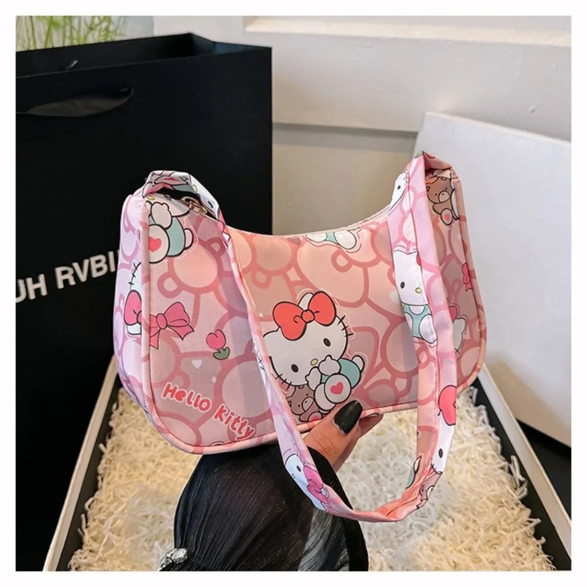 Hello Kitty Shoulder Bag MINISO Underarm Crossbody Portable Cosmetic Storage Bag Girls