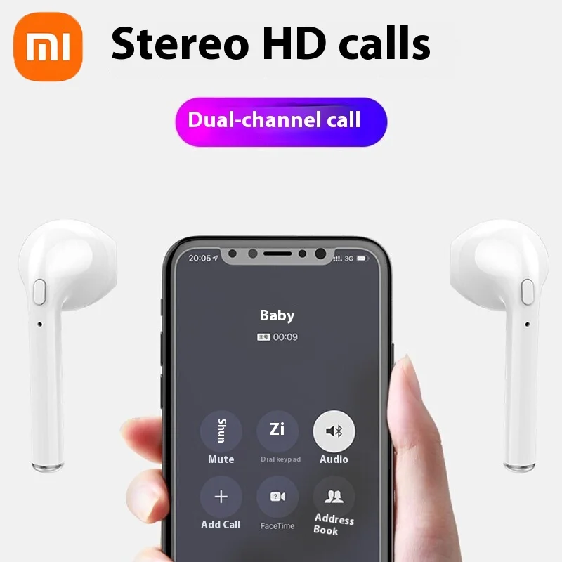 Xiaomi سماعة بلوتوث لاسلكية صغيرة سماعات أذن استريو سماعات رأس لاسلكية رياضية مع صندوق شحن لجميع الهواتف الذكية