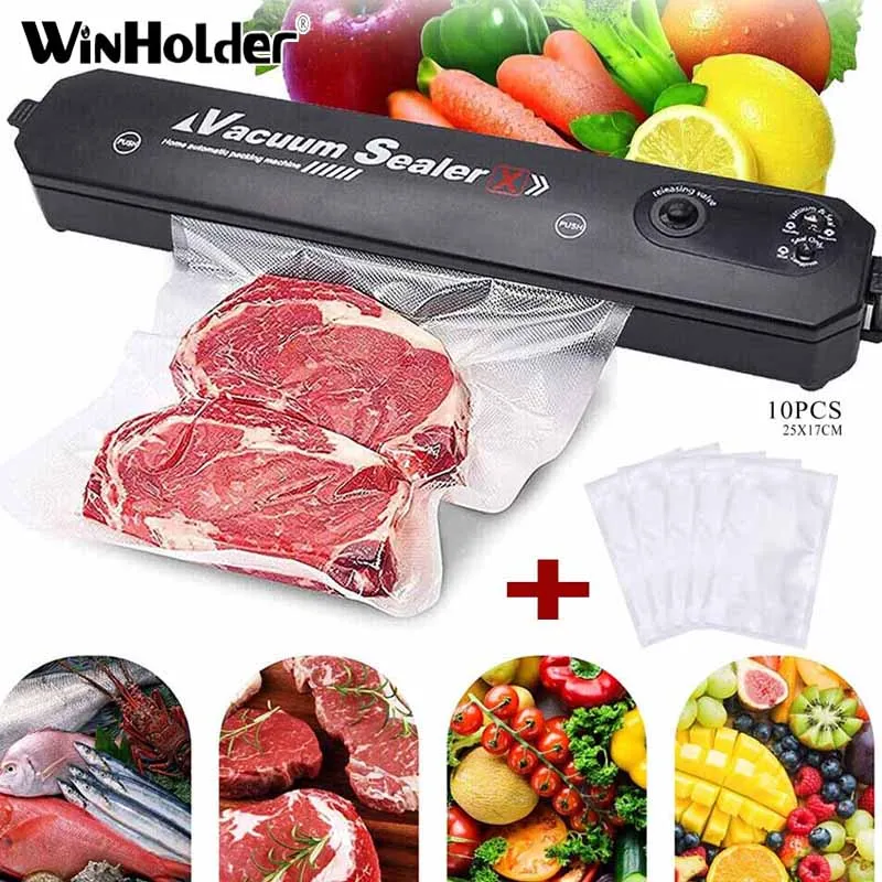 

Winholder Commercial Vacuum Sealer Machine Food Storage Preservation Saver System Automatic With 10 Seal Bag For Home Kitchen