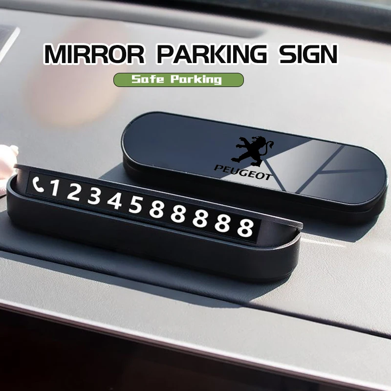 Universal Car Temporary Mirror Parking Phone Number Plate For Peugeot 208 407 508 5008 106 107 205 307 308 206 207 4008 301 - view 2