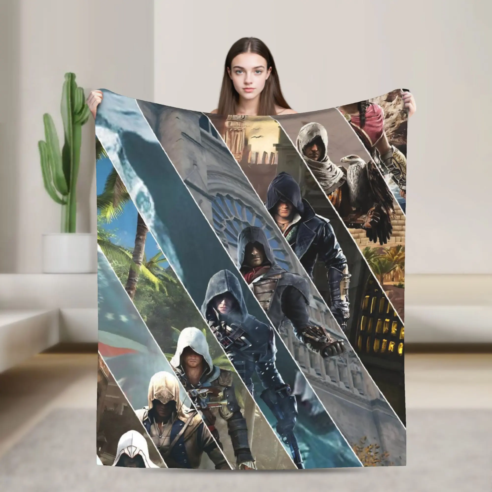 

Assassins Creed Shadows Blanket Quality Super Warm Bedding Throws Winter Boy Girl Living Room Novelty Bedspread