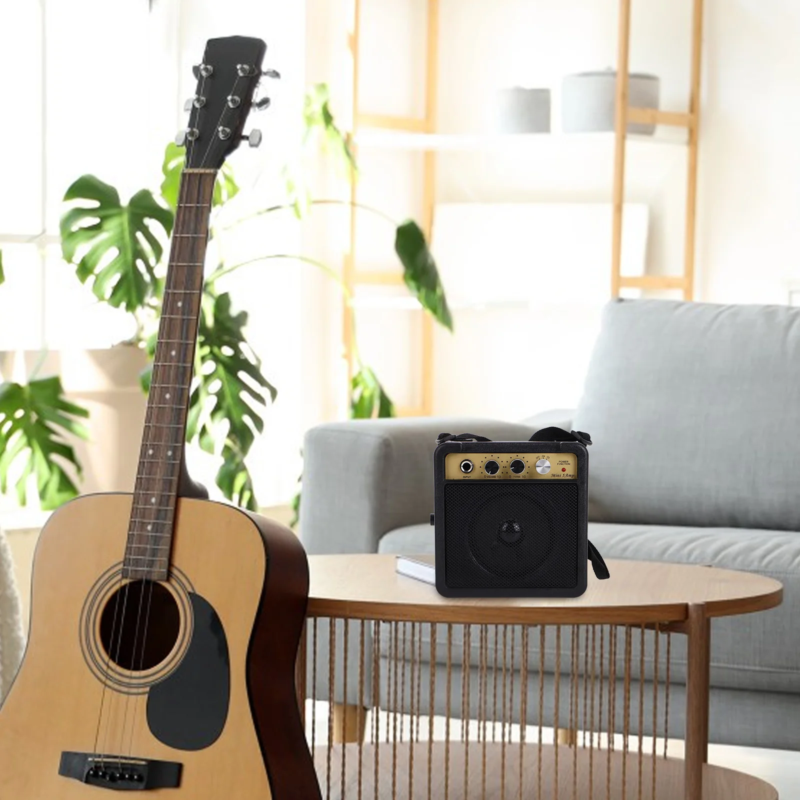 

Electric Guitar Amplifier Mini 5W Portable Speakers with Audio Line Adapter for Practice Bass Guitar Amps Effects