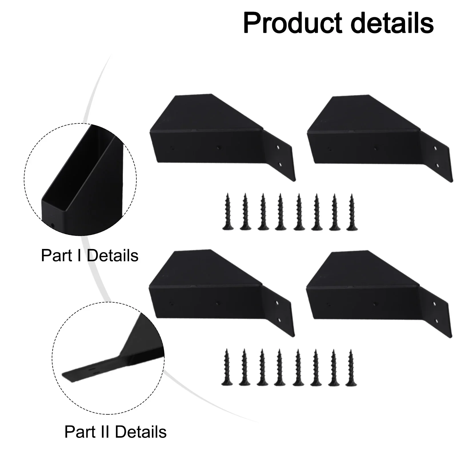 Iron Pergola Brackets Heavy Duty Connectors 2mm Thick Construction Black Coating Heavy Duty DIY Projects DIY Enthusiasts