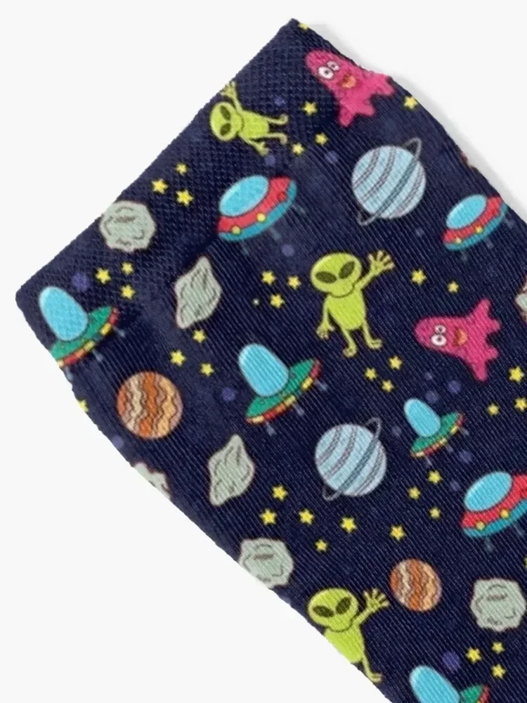 Space Aliens Ufo planet stars asteroid Socks custom sports men cotton high quality Lots tennis Socks Women Men's