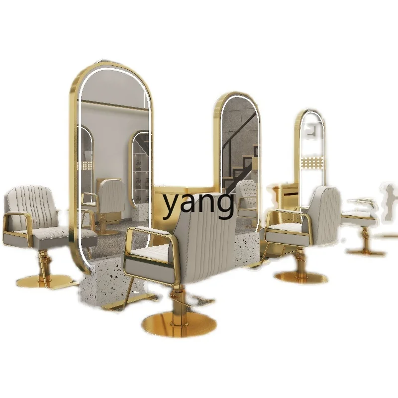 

Yjq Barber Shop Mirror Dressing Table for Hair Salon High-End Marble Hot Dyeing Hair Cutting Floor Mirror