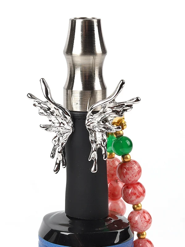 

Wing-shaped pipe holder for hanging around the neck. Female private pipe holder for water pipe accessories. Pipe mouthpiece.