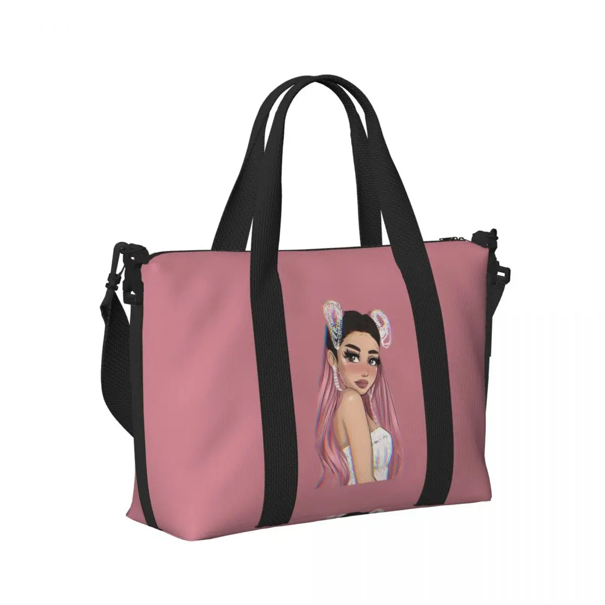 

Ariana Grande Pop Music American Singer Beach Travel Bag Large Capacity Tote Bags for Sport Women Shopping Duffle Shoulder Bag