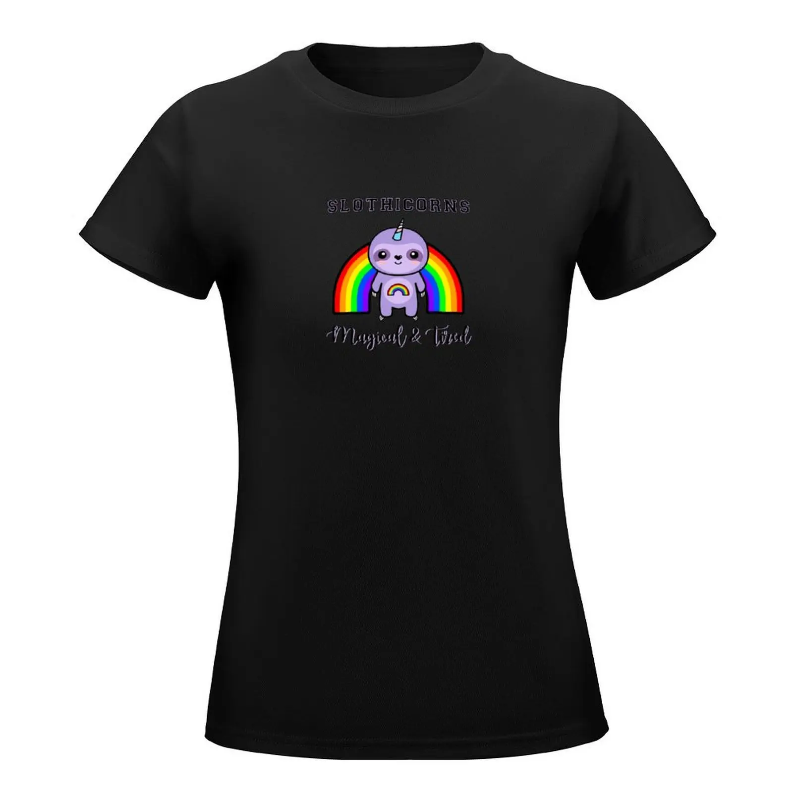 Slothicorns - Magical & Tired T-Shirt Female clothing summer top tight shirts for Women