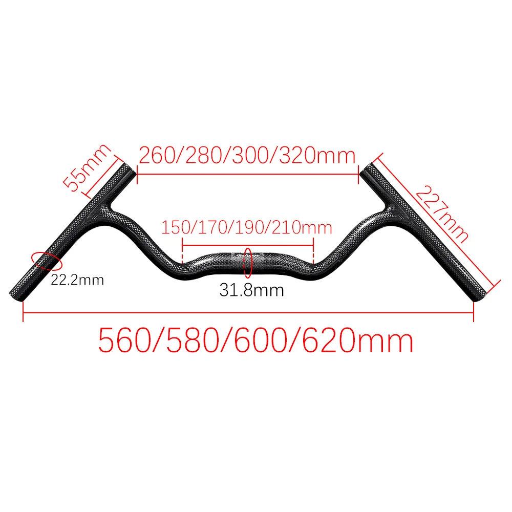 BALUGOE Hochsteife Carbonfaser-Mountainbike-Lenker, Modifikation, Upgrade, MTB-Lenker, Offroad-Fahrrad, 3K, 31,8 mm-22,2 mm – Detail 1